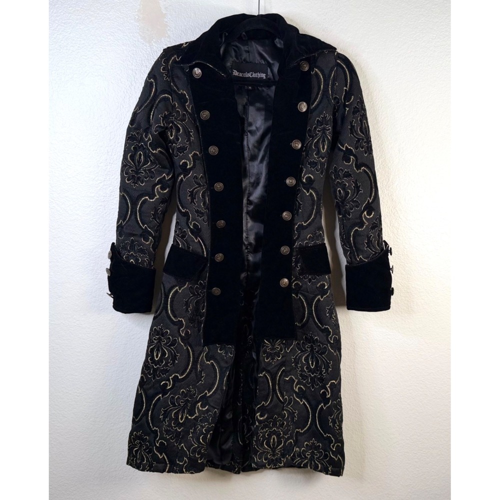 Dracula Clothing Royal Pirate Princess Coat Black Sz S/M Jacquard Steampunk